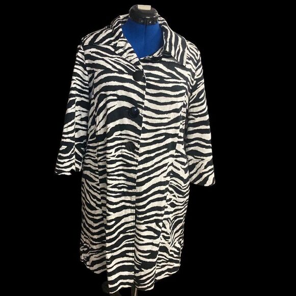 APPRAISAL Women’s Zebra/Animal Print Lightweight  Midi Jacket Size Large - Picture 2 of 12